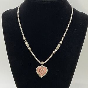 Brighton Silver and Pink Heart Pendant Necklace